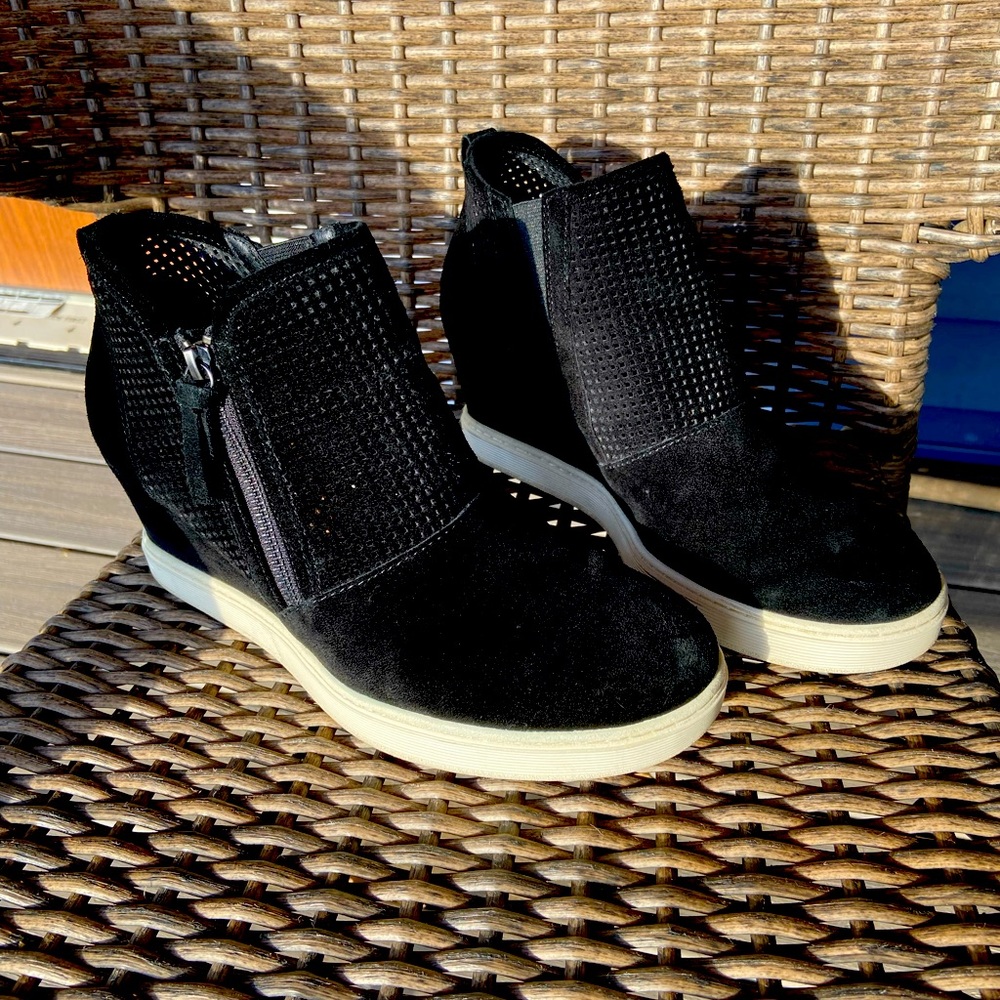 Women’s Black Suede Wedge Sneaker Boot